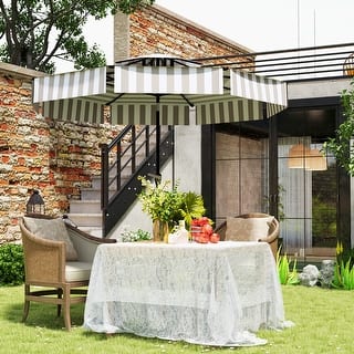 Outsunny 8.6FT Patio Umbrella, UPF 30+ Outdoor Market Umbrella, 2-Tier Vented Patio Table Umbrella with Crank 8 Ribs