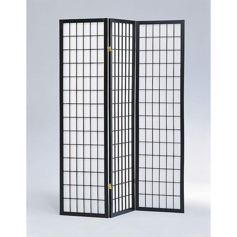 Multi Panel Natural Room Divider - 3 Panel - Black