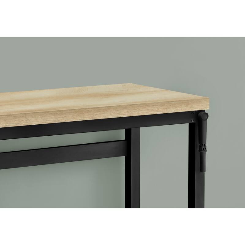 Contemporary Adjustable Computer Desk, 48" Natural Laminate, Black Metal, Standing Height Desk
