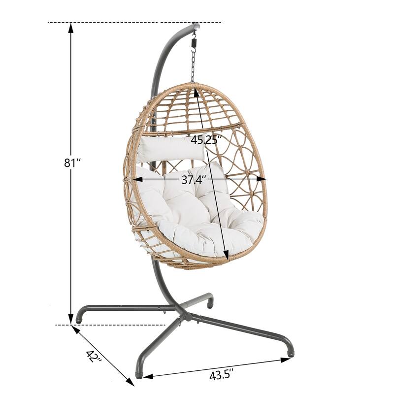 Swing Egg Chair with Stand Indoor Outdoor Wicker Rattan Hammock Chair