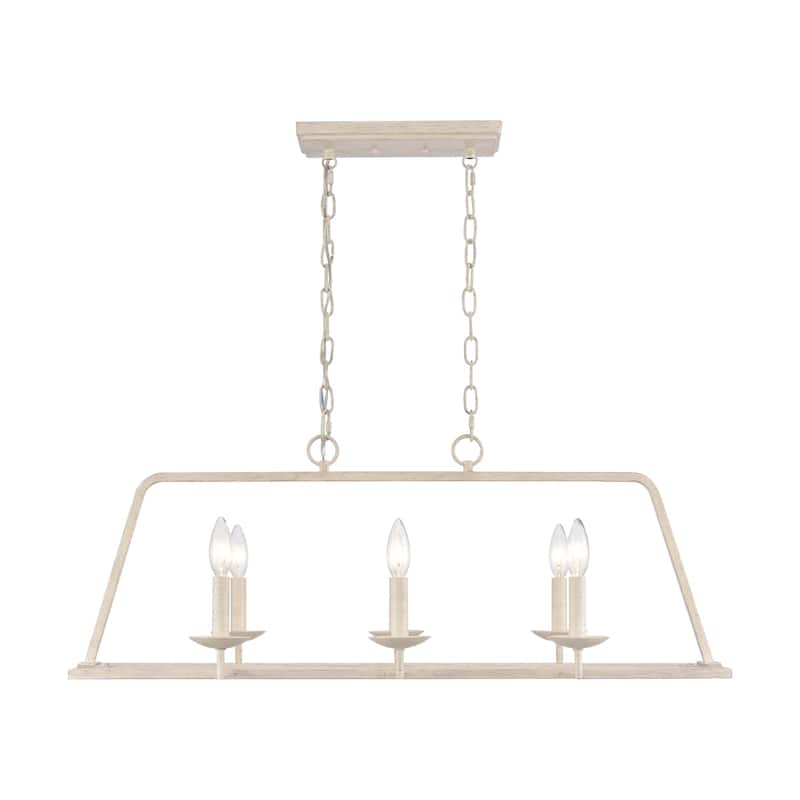 Joanie 34-inch Wide 6-Light Linear Chandelier - 34in W x 14in D x 12.75in H - Antique White