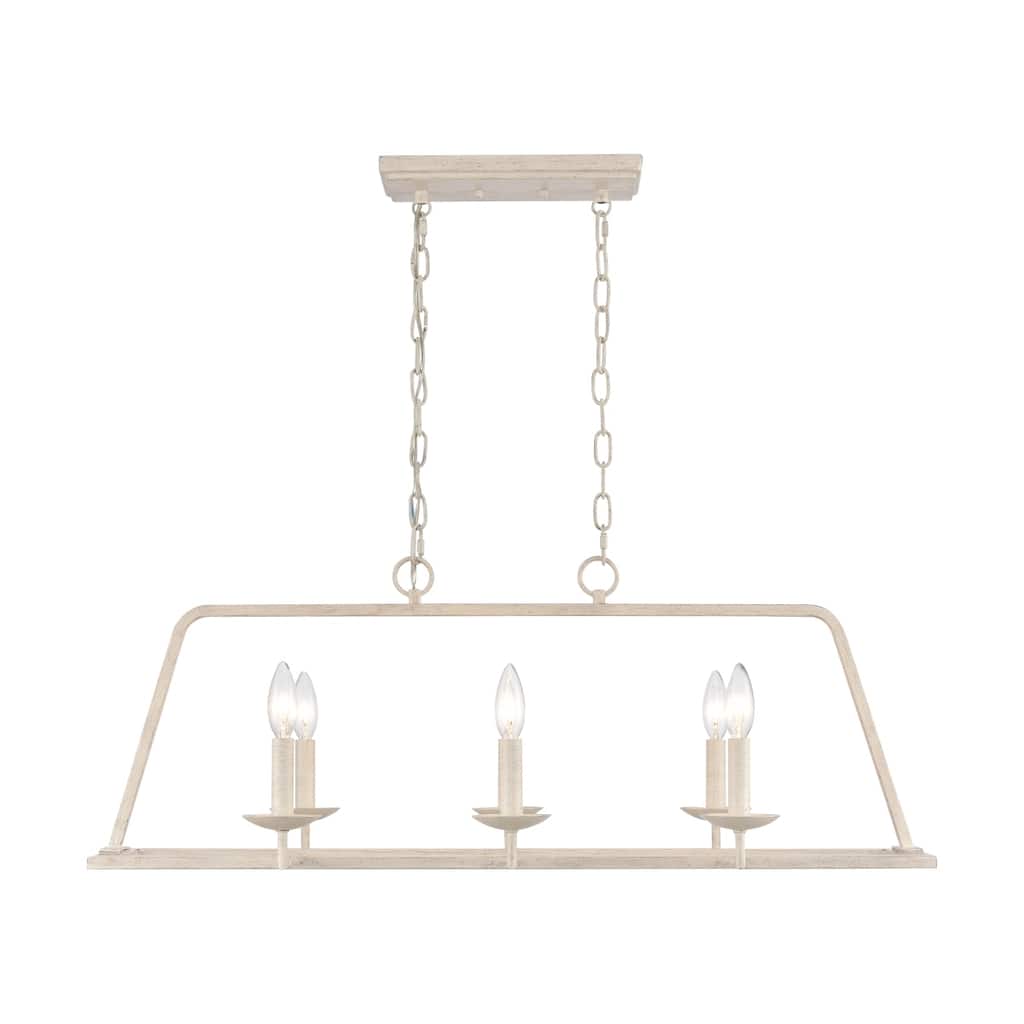 Joanie 34-inch Wide 6-Light Linear Chandelier in Antique White - 34in W x 14in D x 12.75in H