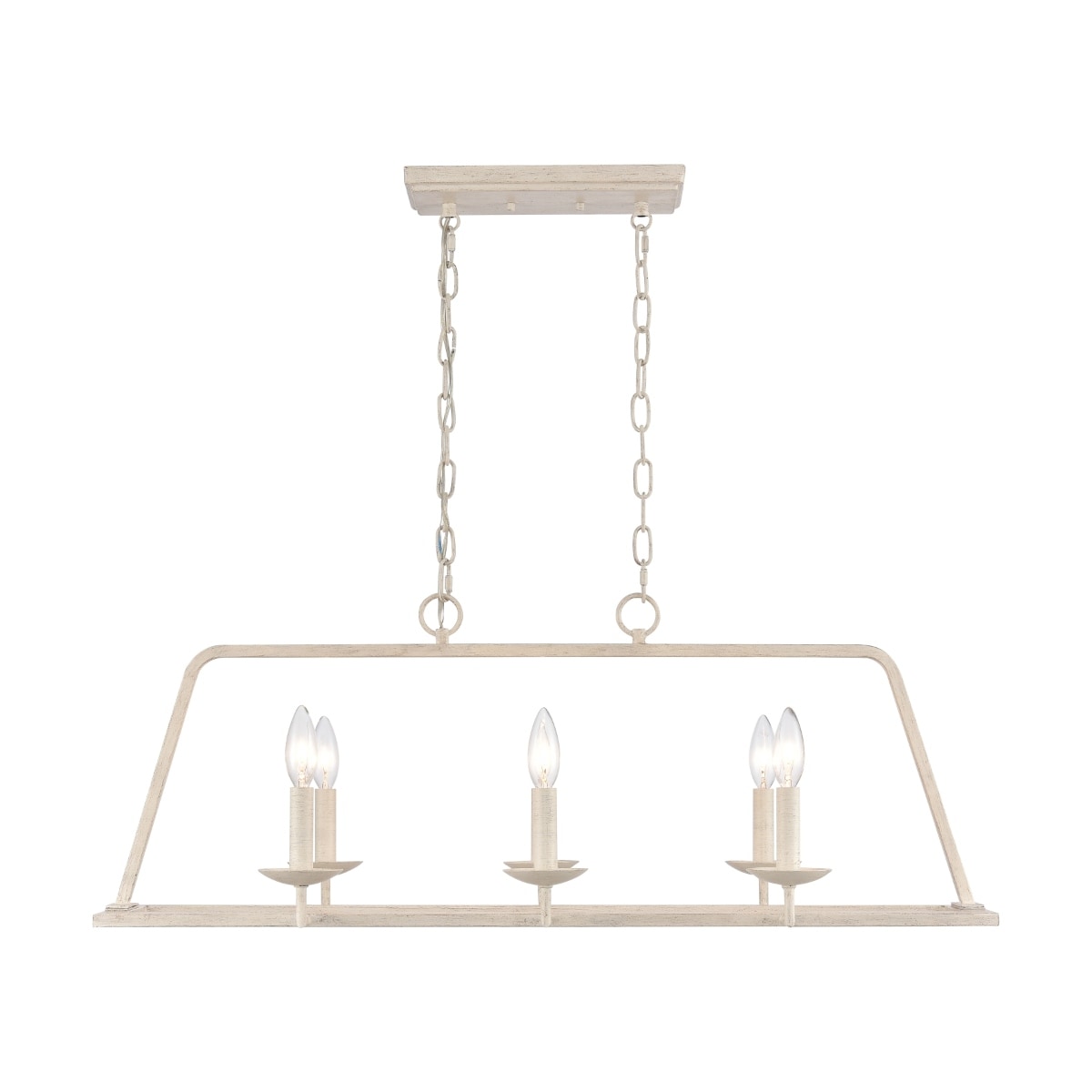 Joanie 34-inch Wide 6-Light Linear Chandelier in Antique White - 6-Light, 34 in. W