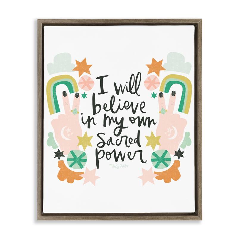 Stupell Empowering Sacred Power Sentiment Framed Floater Canvas Wall Art Design By Mandy Ford Art + Illustration - 25 x 31 - Brown
