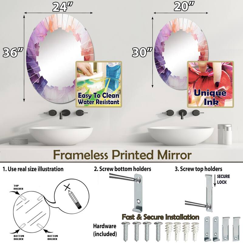 Designart "Vibrant Swirls" Abstract Spirals Modern Wall Mirror