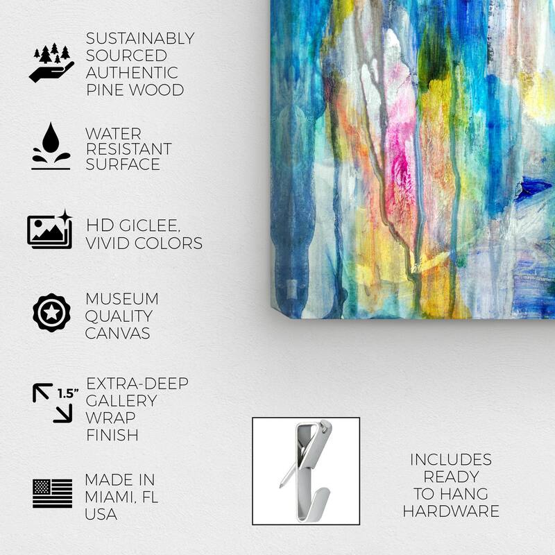 Wynwood Studio Canvas Abstract Rain and Fireworks Blue and Modern & Contemporary Wall Art Canvas Print