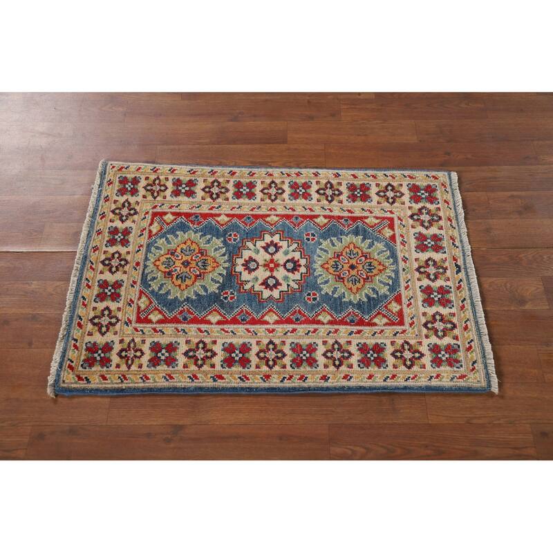 Blue Kazak Oriental Foyer Rug Hand-Knotted Accent Wool Carpet - 2'0" x 3'0"