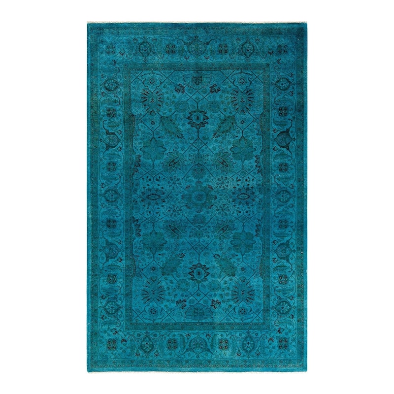 Fine Vibrance, One-of-a-Kind Hand-Knotted Area Rug - Blue, 4' 8" x 7' 3" - 4' 8" x 7' 3"
