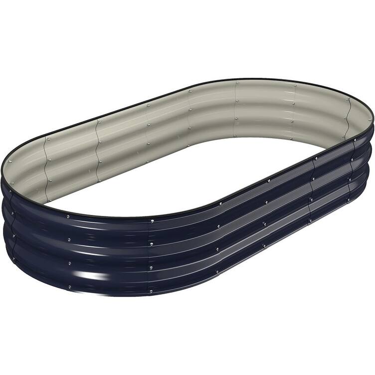 Raised Garden Bed Kit, 1 ft Galvanized Planter Box Outdoor - 6×3×1ftNavy Blue