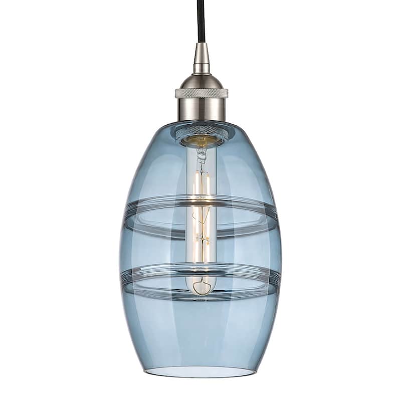 Innovations Lighting 616-1P 8 6 Vaz Pendant Vaz 6" Wide Cord-Hung Mini - Brushed Satin Nickel / Princess Blue