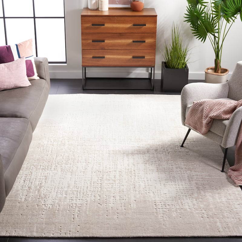 SAFAVIEH Handmade Mirage Blythe Modern Abstract Wool Rug - 9' x 12' - Ivory/Beige