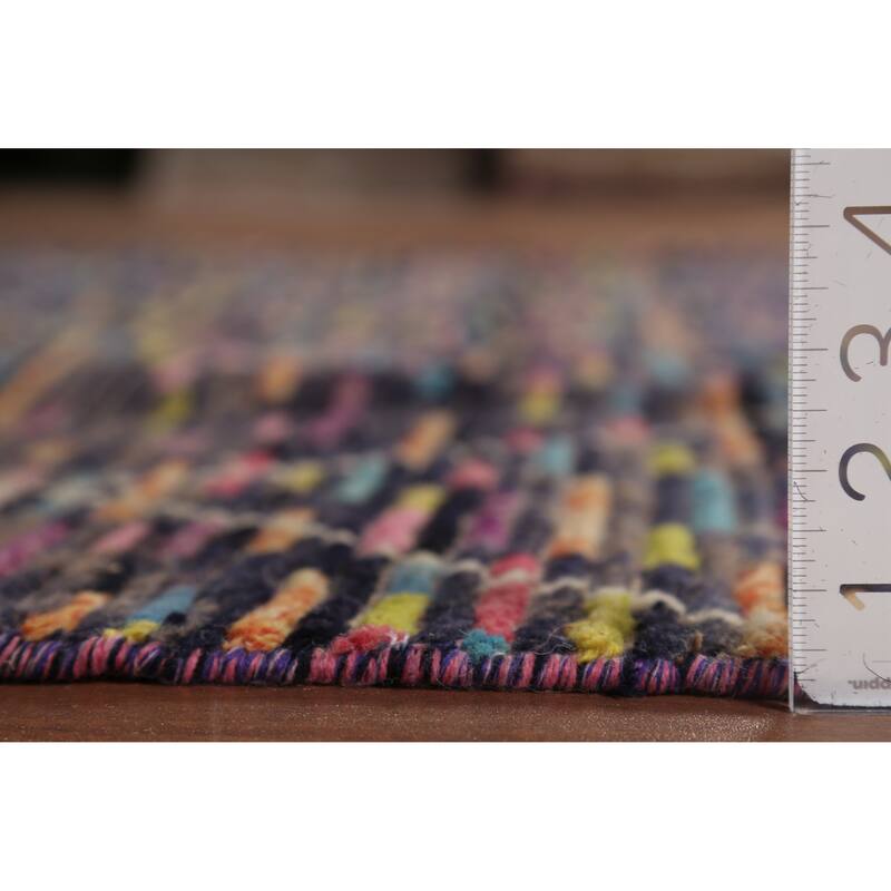 Colorful Trellis Moroccan Area Rug Hand-Knotted Wool Carpet - 6'1"x 9'3"