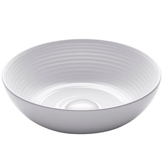 KRAUS 13 inch Viva Round White Porcelain Ceramic Vessel Bathroom Sink