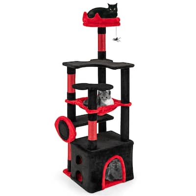 Costway 52" Gothic Cat Tree with Plush Perch & Condo Hammock& Hanging - as pic shows - See Details