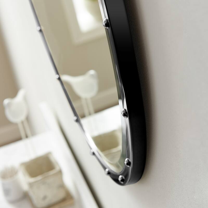 Cuneo 28" Circle Bathroom/Vanity Matte Black framed Wall Mirror