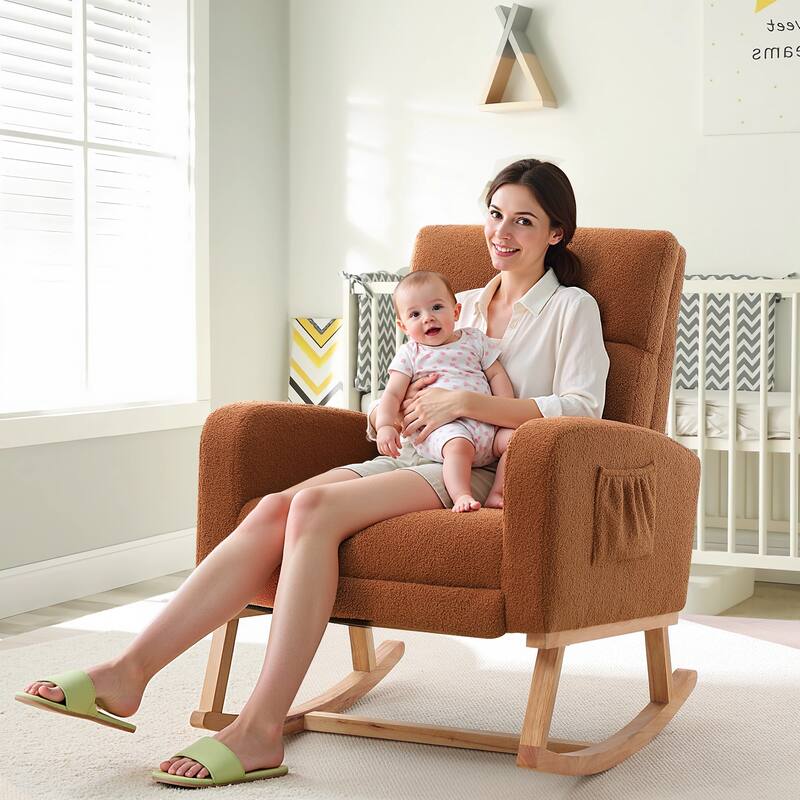 HOMYKA Rocking Chair for Nursery with Footrest