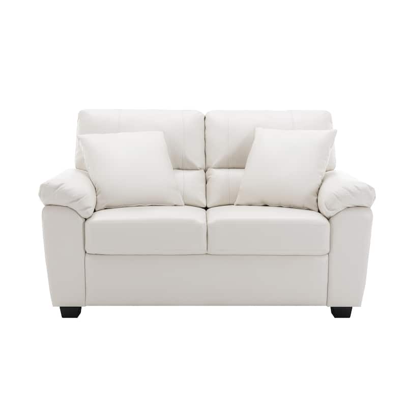 Morden Fort Upholstered Living Room Set, 2 Pieces, Faux Leather Loveseat and Sofa