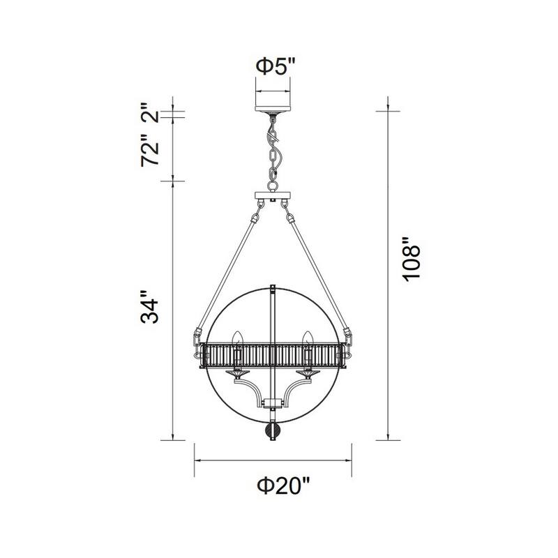 Arkansas 4 Light Chandelier With Black Finish