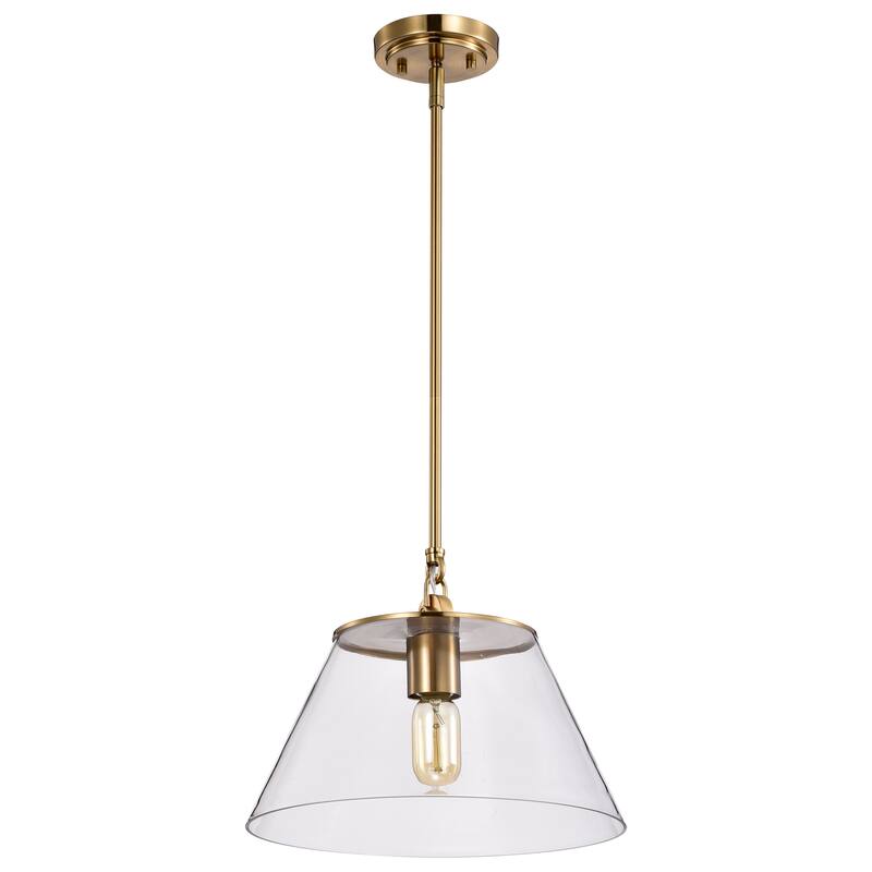 Dover 1 Light Medium Pendant Vintage Brass with Clear Glass - Vintage Brass
