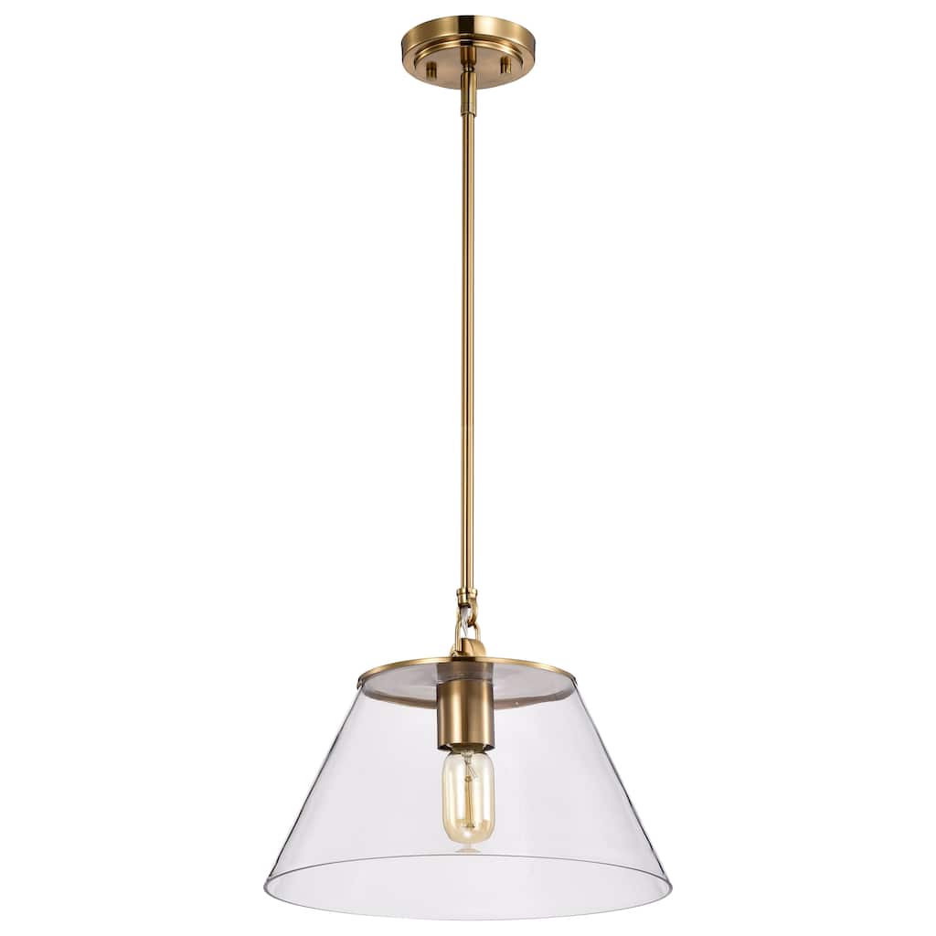 Dover 1 Light Medium Pendant Vintage Brass with Clear Glass - Vintage Brass