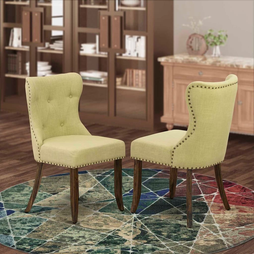 Parsons Dining Chairs Set of 2 with Upholstered Linen Fabric Seat and Tufted Back, Accent Seating - 21.5