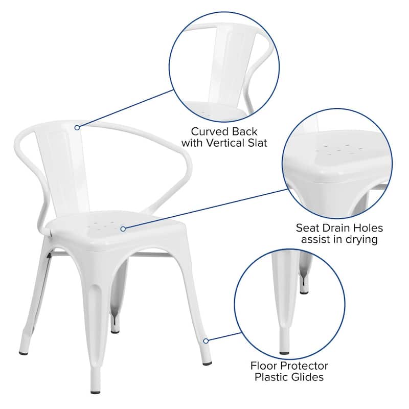 4 Pack Metal Indoor-Outdoor Chair with Arms