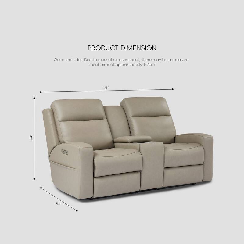75''W Genuine Leather Triple-Power Loveseat with Wireless Charging & Pop-Out Cupholders