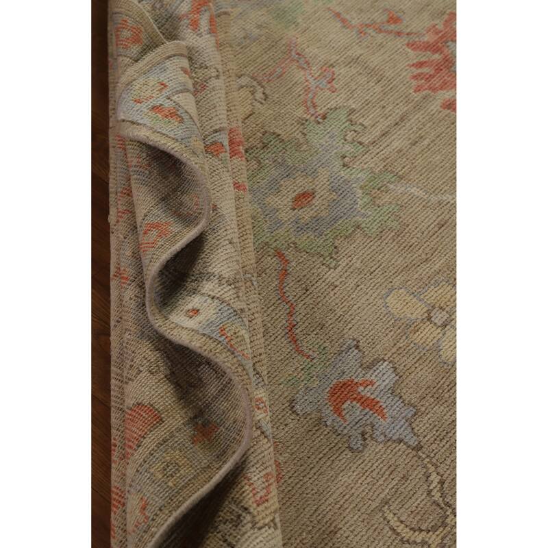 Hand Knotted Oriental 100% Wool Carpet Transitional All-Over Beige & Ivories Oushak Area Rug - 9' 0'' X 5' 10''