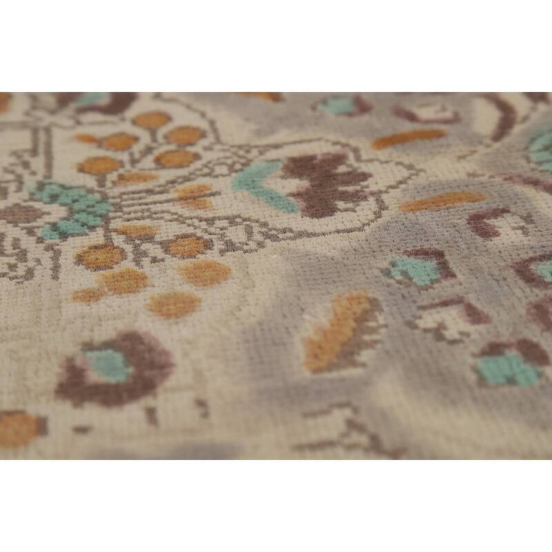 Blue Floral Tabriz Persian Rug Handmade Traditional Wool Carpet - 6'7"x 9'7"