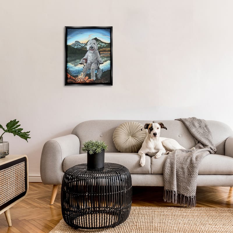 Stupell Dog by Campfire Landscape Framed Floater Canvas Wall Art Design by Holly Simental