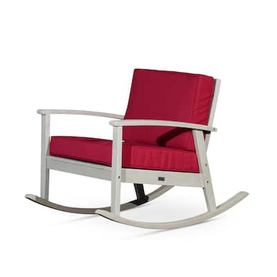 Eucalyptus Rocking Chair with Cushions, Driftwood Gray Finish