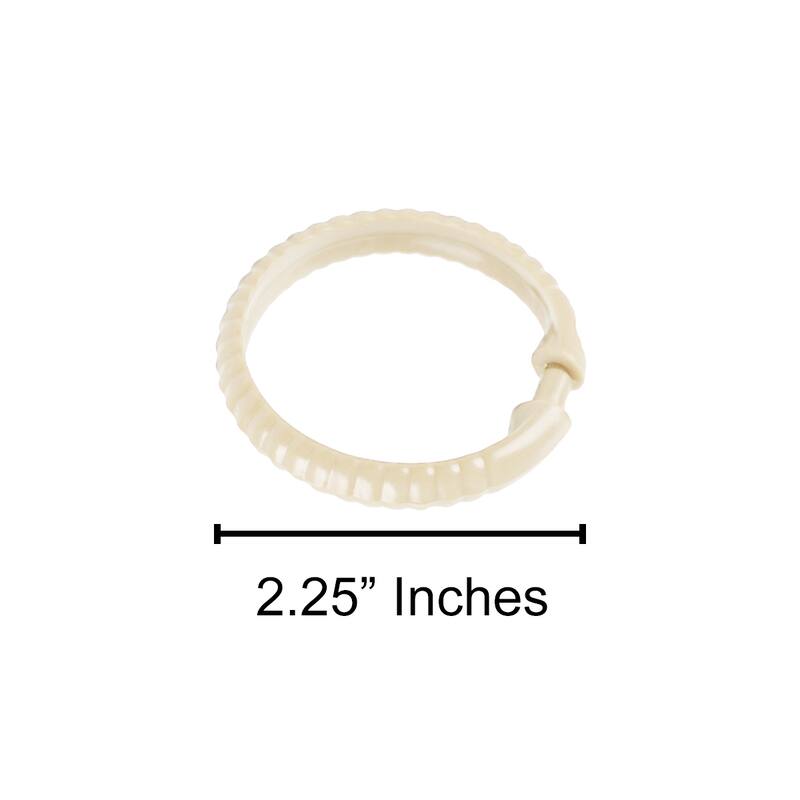 Ivory12 Piece Premium Plastic Shower Curtain Hooks Rings Round 2.25" Inches - Ivory