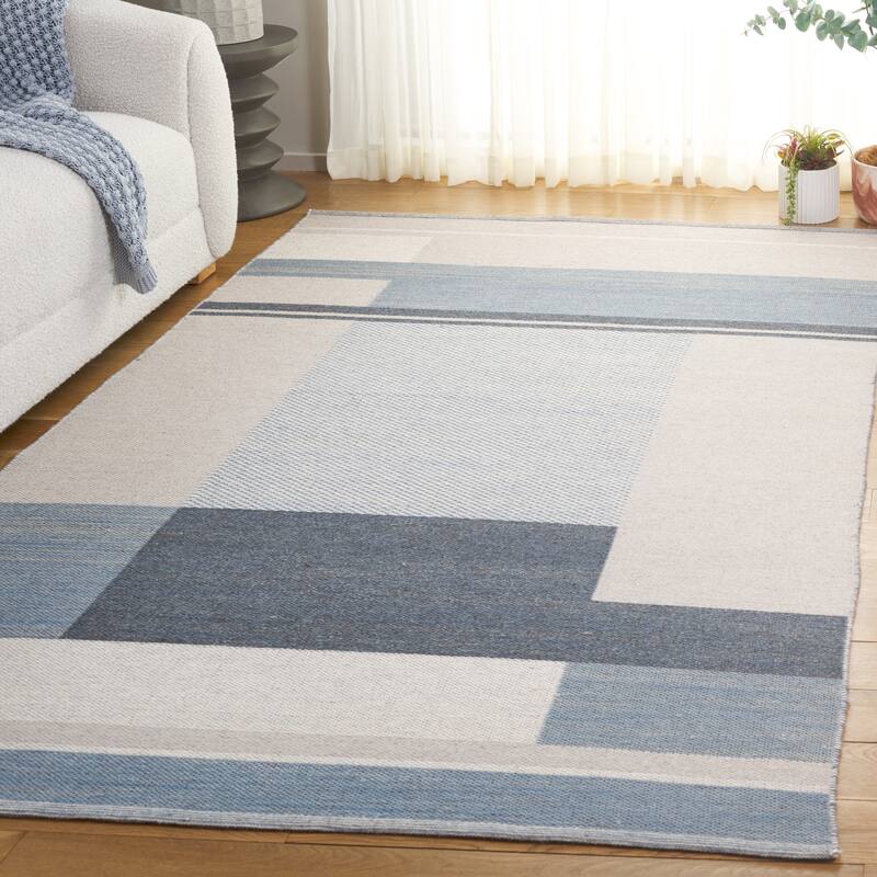 SAFAVIEH Kilim Sapfo Modern Contemporary Wool Rug - 9' x 12' - Beige/Blue