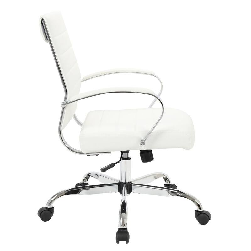 LeisureMod Benmar Mid-Back Swivel Leather Office Chair W/ Chrome Base