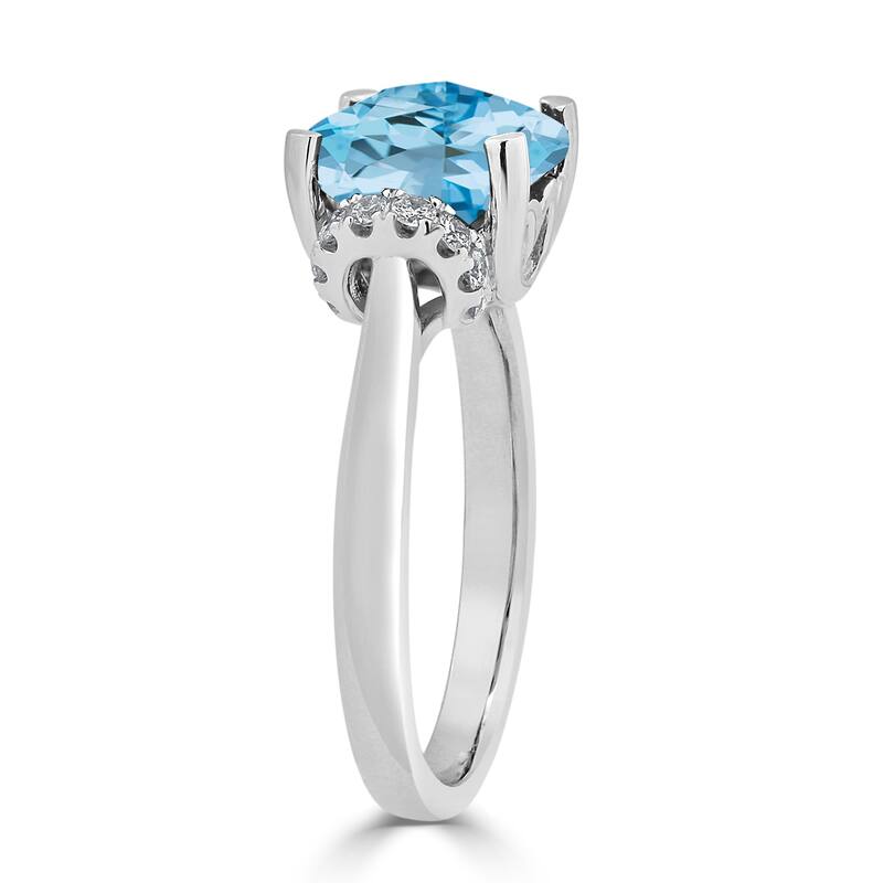 Auriya Unique 3 3/8ct Cushion-cut Sky Blue Topaz and Diamond Engagement Ring 1/5cttw 14k Gold