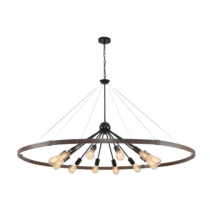 59.05'' Farmhouse Wagon Wheel Chandelier--12-Light
