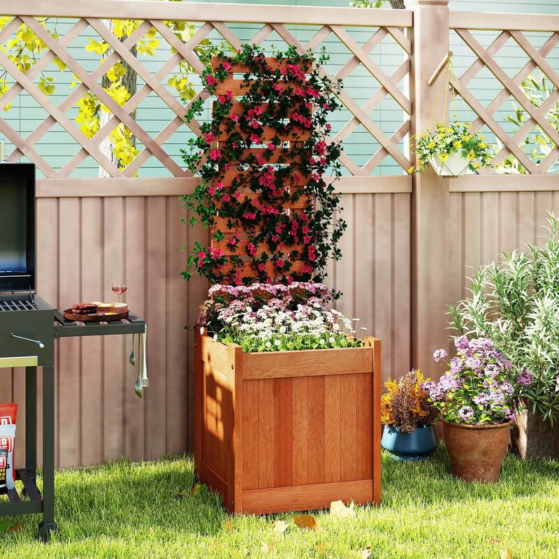 Costway 1/2 PCS Wooden Raised Garden Bed Elevated Patio Yard Planter