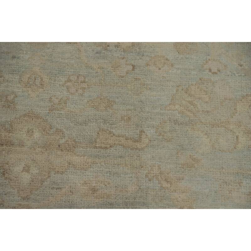 Vegetable Dye Wool Oushak Turkish Area Rug, Floral Geometric Carpet - 9' 9'' X 8' 0''