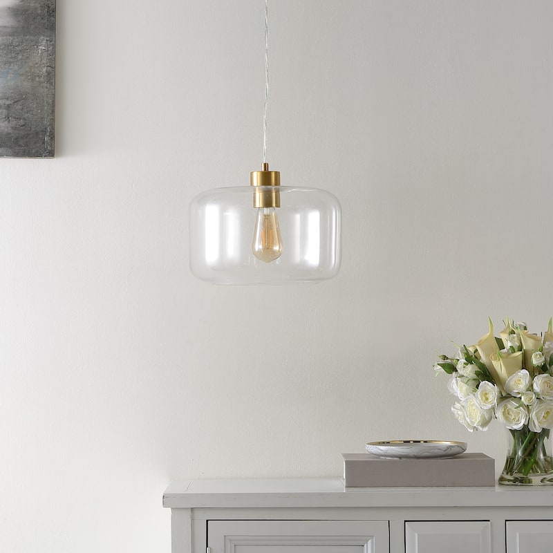 SAFAVIEH Lighting Dashurie 11-inch Pendant - 11" W x 11" D x 11-83" H - Gold/Clear - 11Wx11Dx83H