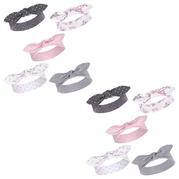 slide 1 of 1, Hudson Baby Infant Girl Cotton Headbands, Pink Floral 10-Piece, 0-24 Months - Pink Floral 10-Piece Pink Floral 10-Piece - 0-24 Months