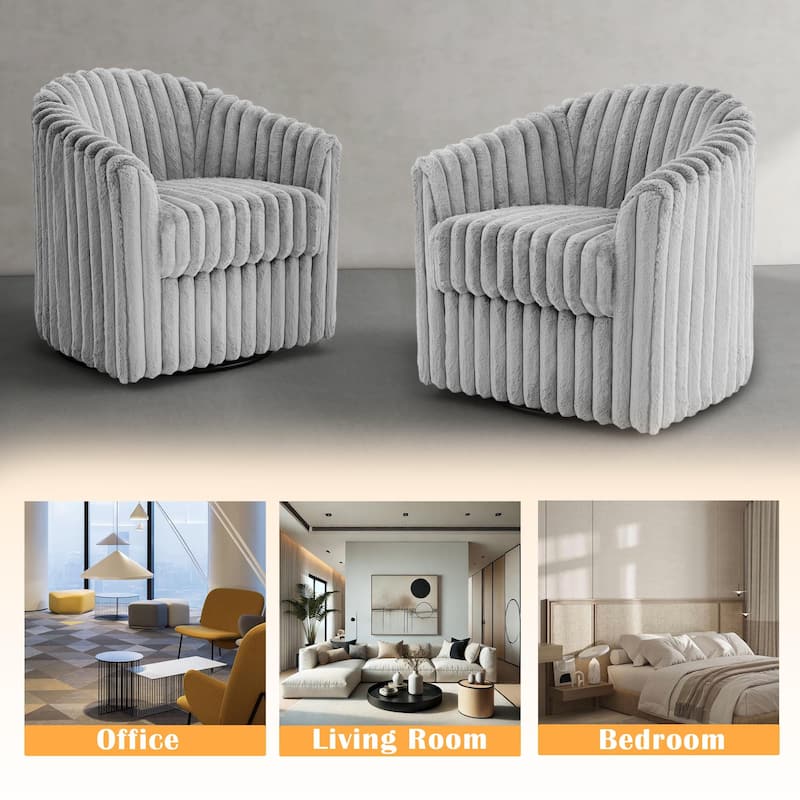 Single Sofa Armchair Swivel Barrel Chair (Set of 2)