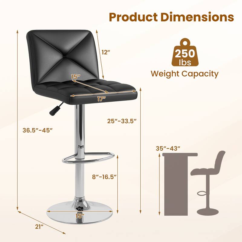 Gymax 4 PCS Bar Stools PU Leather Swivel Bar Chairs Height Adjustable