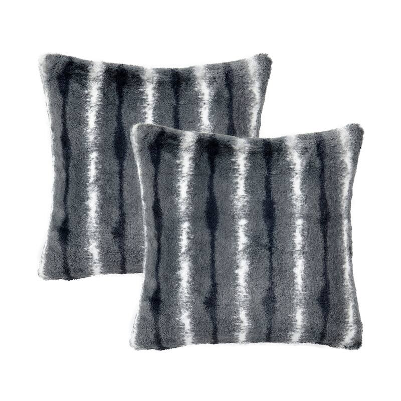 Amanda Stripe fauxfur Throw Pillow Covers Set of 2, NO INSERT
