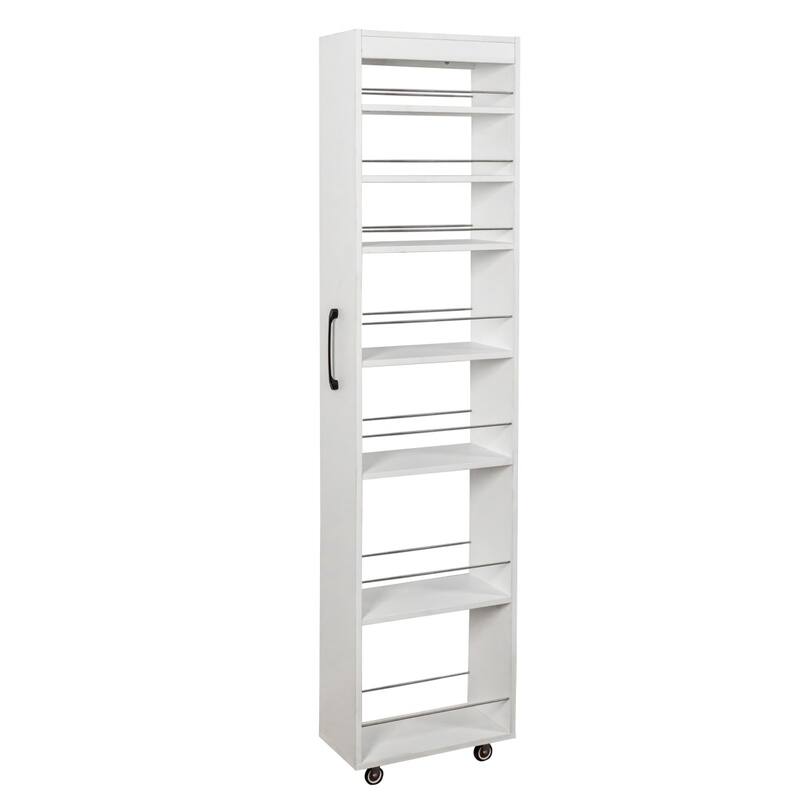 7 Tier Multi-functional Pull-out Storage Single-sided Open Shelf with Casters