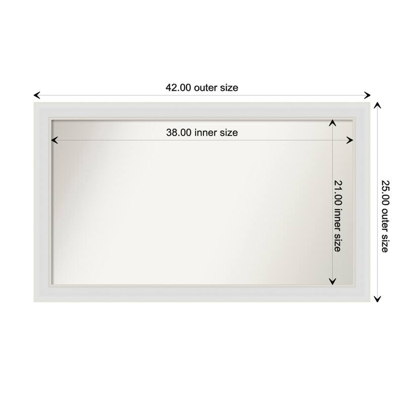 Flair Soft White Narrow Framed Non-Beveled Custom Wall Mirror, Bathroom Vanity Mirror - Outer Size: 42 x 25