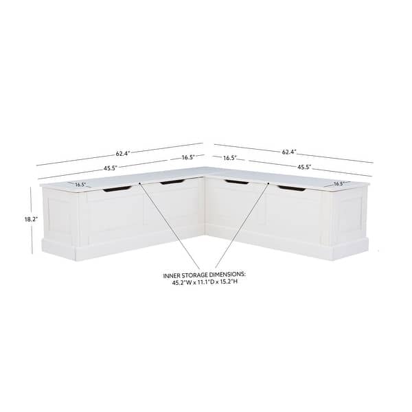 dimension image slide 4 of 5, Linon Josie L-shaped Backless Breakfast Nook Bench