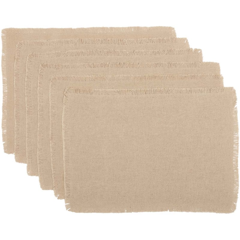 Burlap Placemat Fringed Set of 6 12x18 - Placemat 12x18