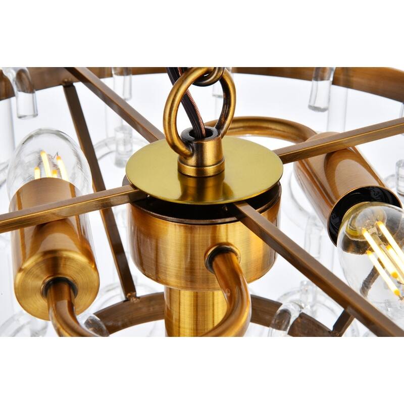 Cavoli 9 light in Light Antique Brass and Flat Black Pendant - Light Antique Brass and Flat Black