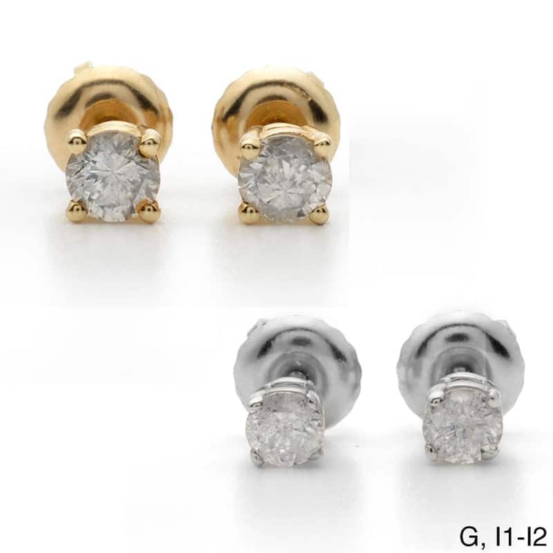 Auriya 18k Gold 1 1/2ctw Round Diamond Stud Earrings Clarity-enhanced (E-F, G-H, H-I or J-K, VS1-VS2, SI1-SI2, I1-I2 or I2-I3) - G, I1-I2 - White