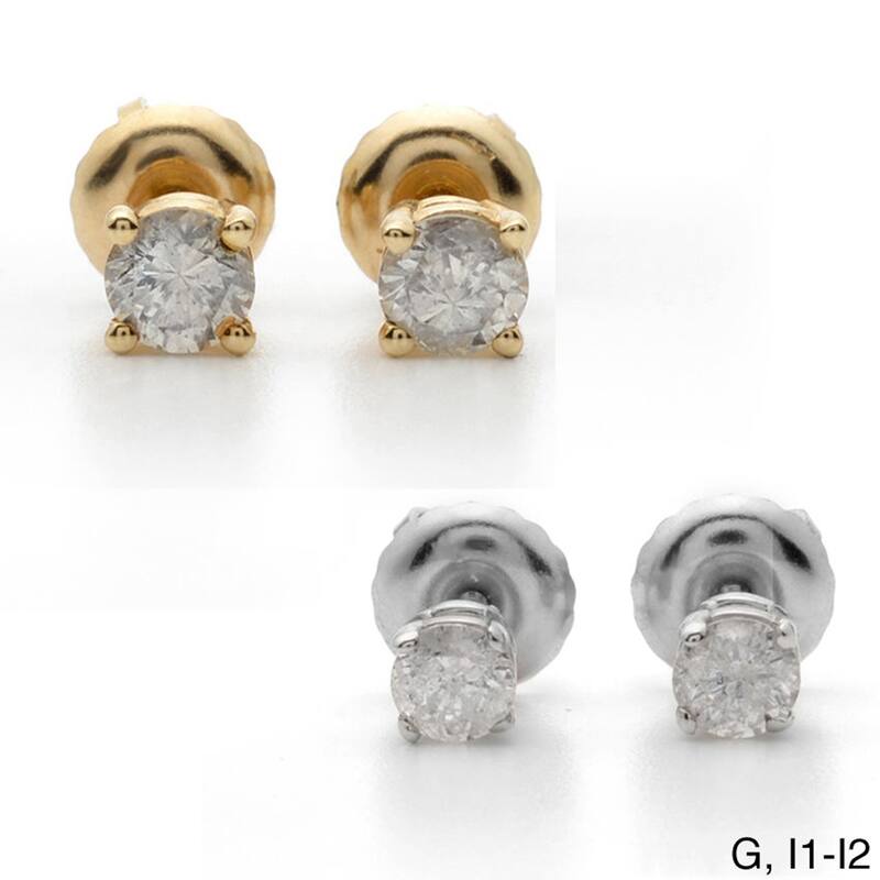 Auriya 18k Gold 1 1/4ctw Round Diamond Stud Earrings Clarity-enhanced - G-H, I1-I2 - White